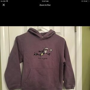 LIFE IS GOOD Soccer Sweatshirt 6-8 Youth Plum